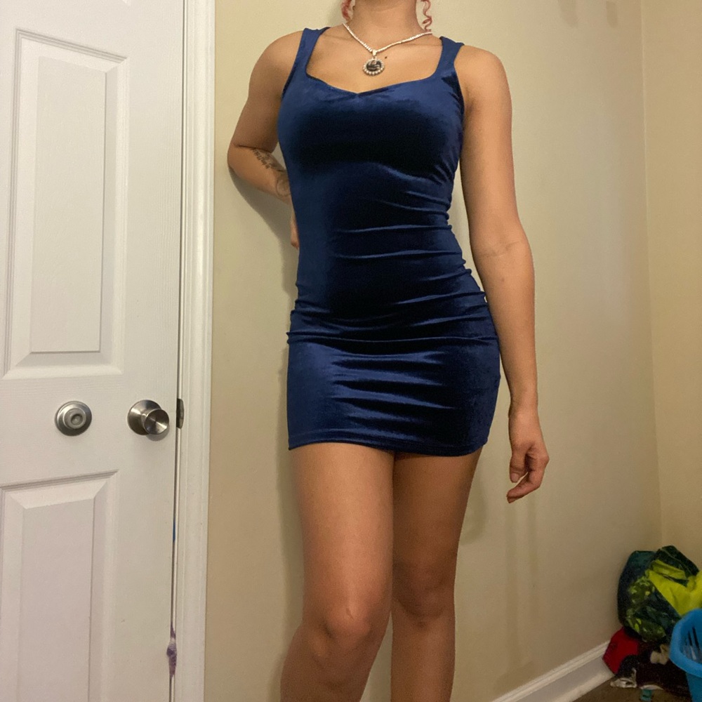 Blue Velvet Dress